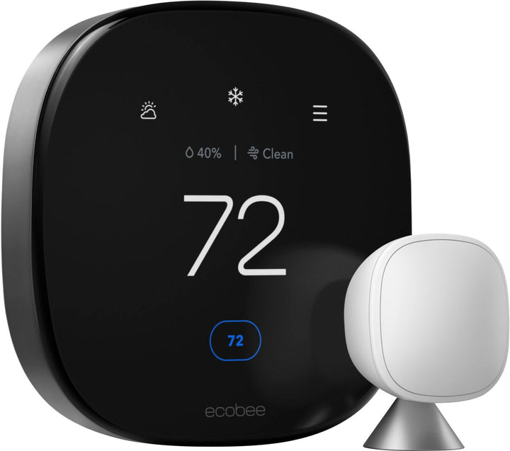 ecobee - Premium Smart Programmable Touch-Screen Thermostat with Siri, Alexa, Apple HomeKit and Google Assistant - Black_0