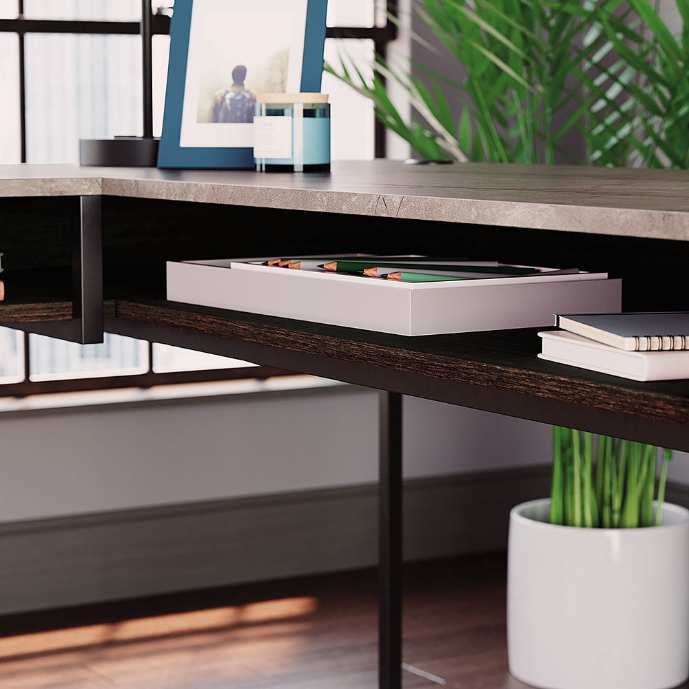 Sauder - International Lux L-Desk Deco Stone - Umber Wood_1