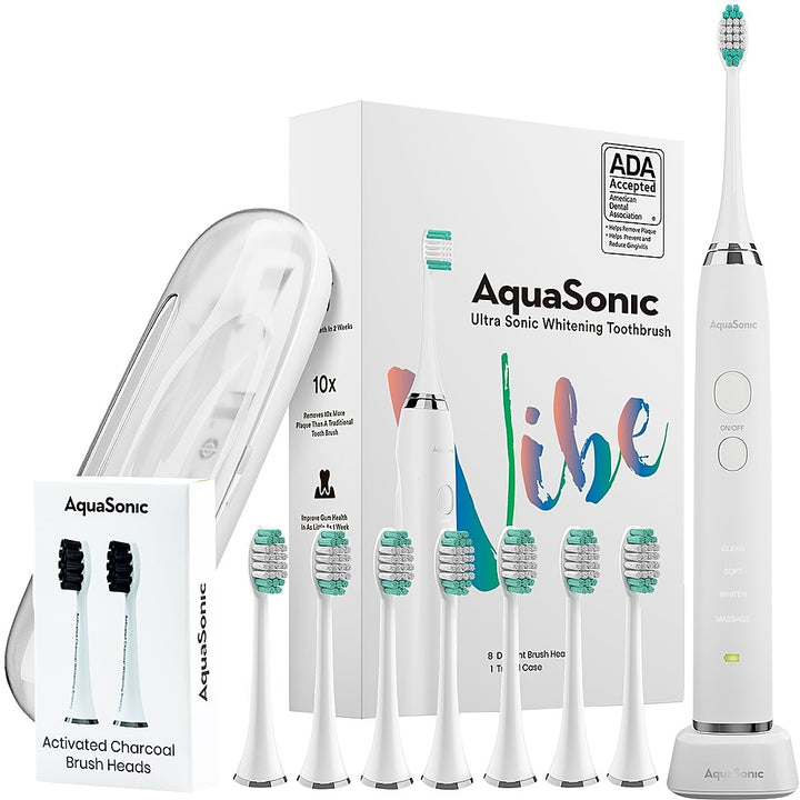 AquaSonic - Ultrasonic Rechargeable Electric Toothbrush Ultimate Bundle - Optic White_0