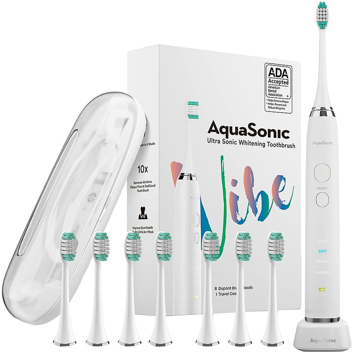 AquaSonic - Ultrasonic Rechargeable Electric Toothbrush Ultimate Bundle - Optic White_2