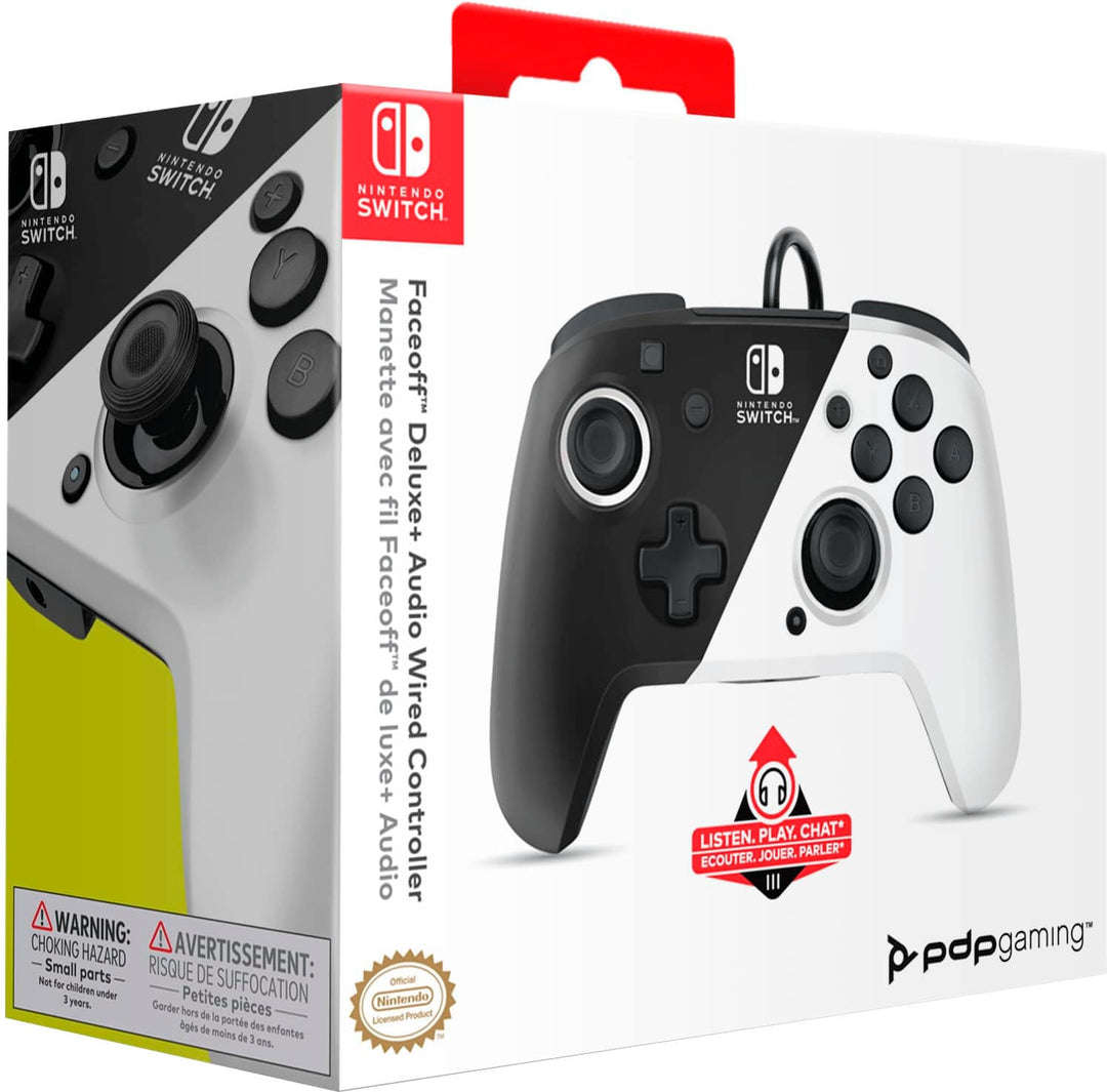 PDP - Faceoff Deluxe+ Audio Wired Controller: Black & White_5