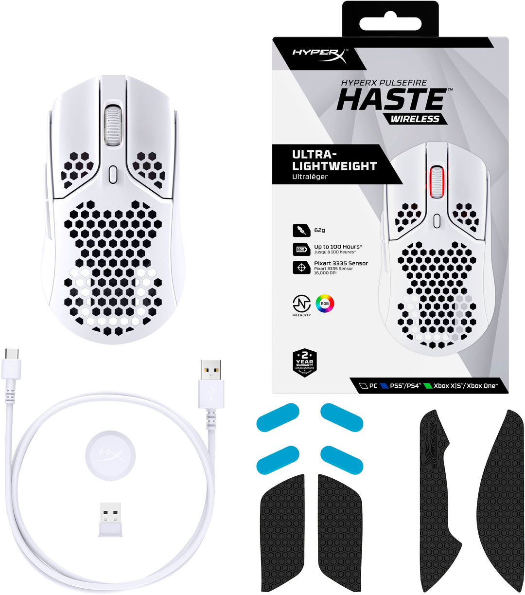 HyperX - Pulsefire Haste Lightweight Wireless Optical Gaming Mouse - White_6