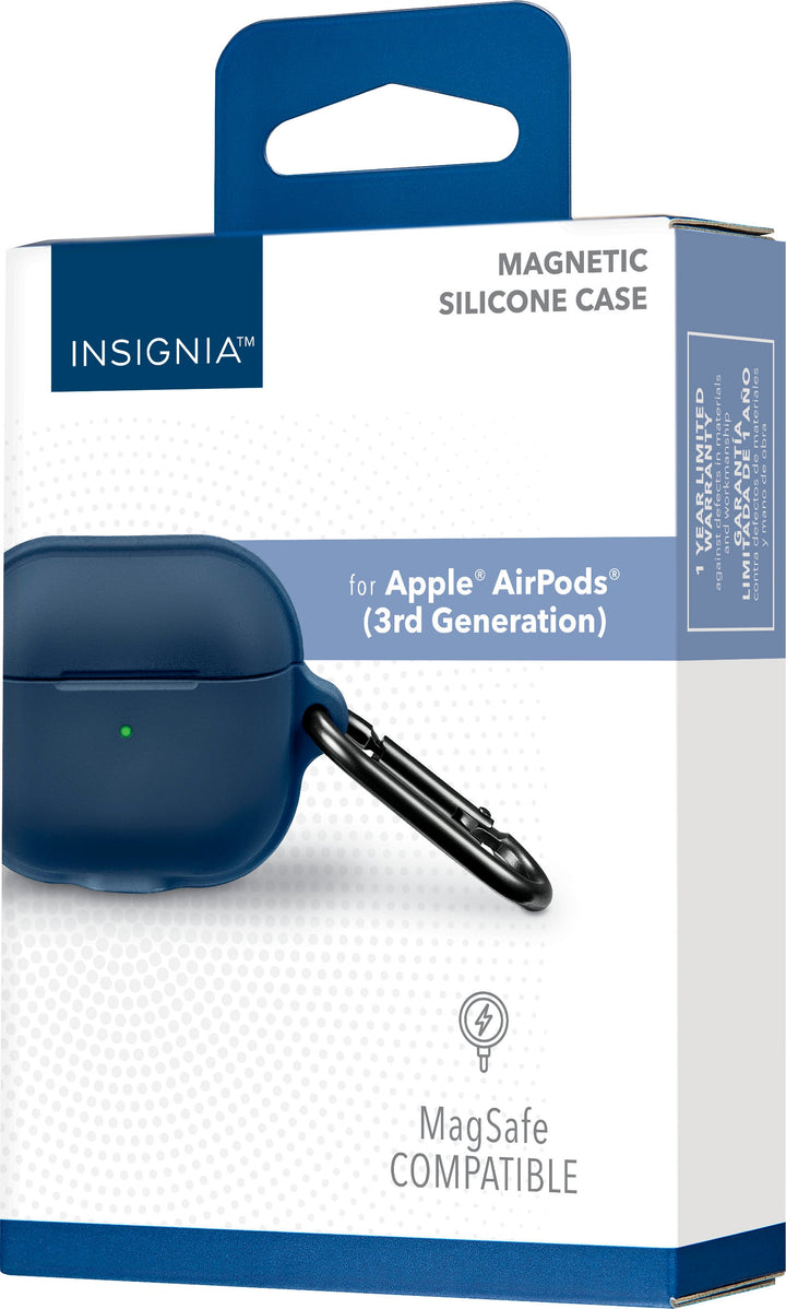 Insignia™ - Magnetic Silicone Case for Apple AirPods (3rd Generation) - Blue_4