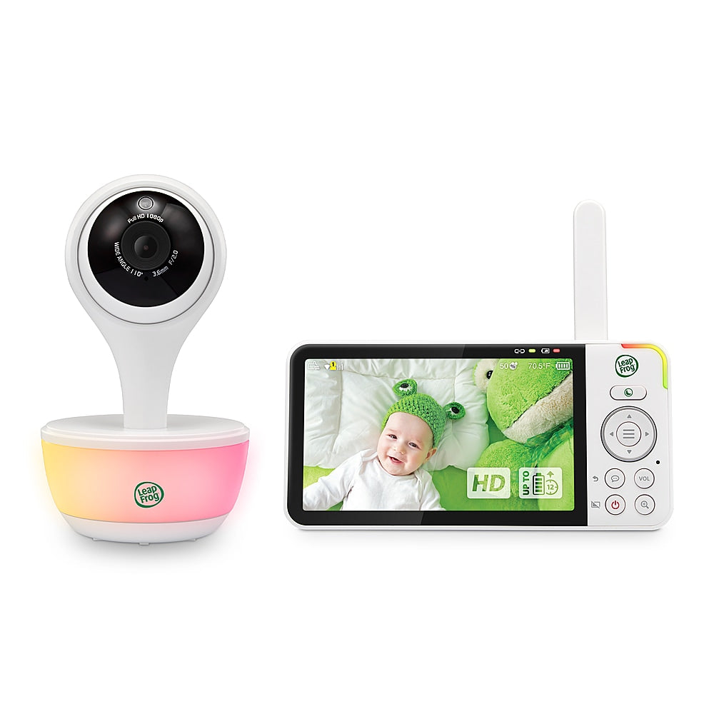 LeapFrog - 1080p WiFi Remote Access Video Baby Monitor with 5” High Definition 720p Display, Night Light, Color Night Vision - white_0