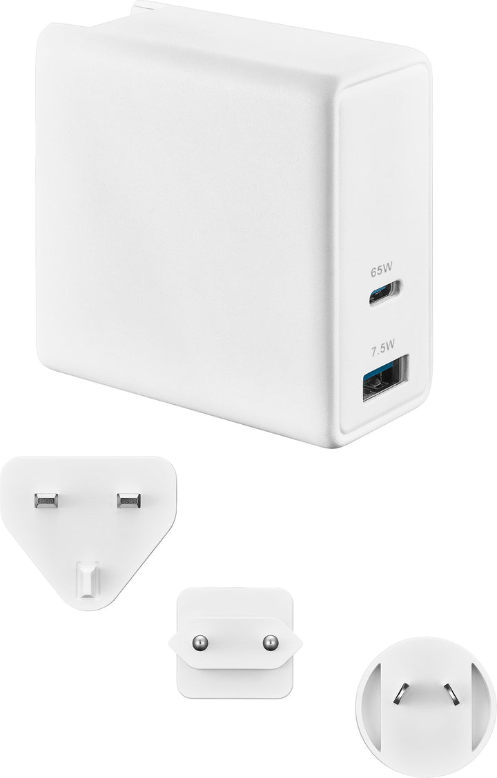 Insignia™ - 72.5W 2-Port USB-C/USB Foldable Wall Charger with International Plugs for Laptops, Smartphone, Tablet and More - White_8