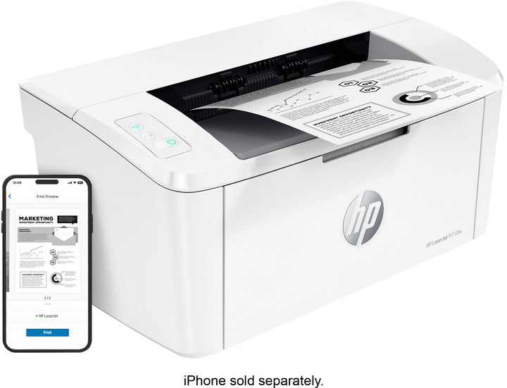 HP - LaserJet M110w Wireless Black and White Laser Printer - White_10