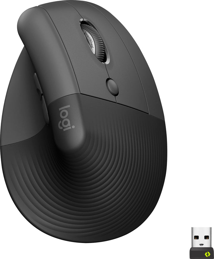 Logitech - Lift  Vertical Wireless Ergonomic Mouse with 4 Customizable Buttons - Graphite_0