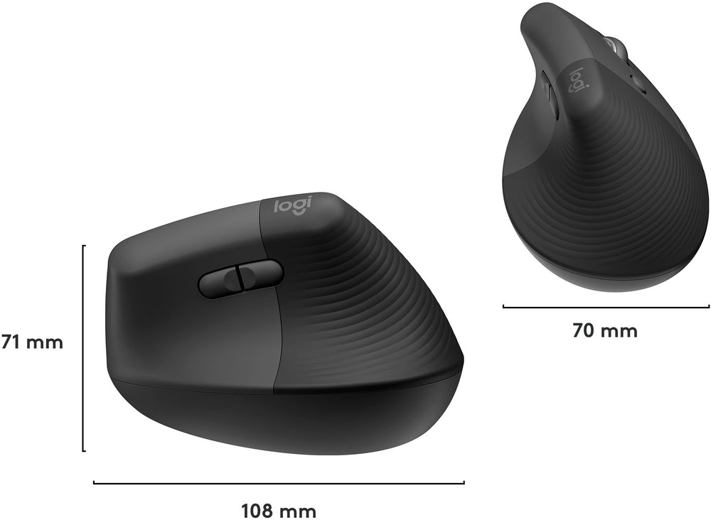 Logitech - Lift  Vertical Wireless Ergonomic Mouse with 4 Customizable Buttons - Graphite_1
