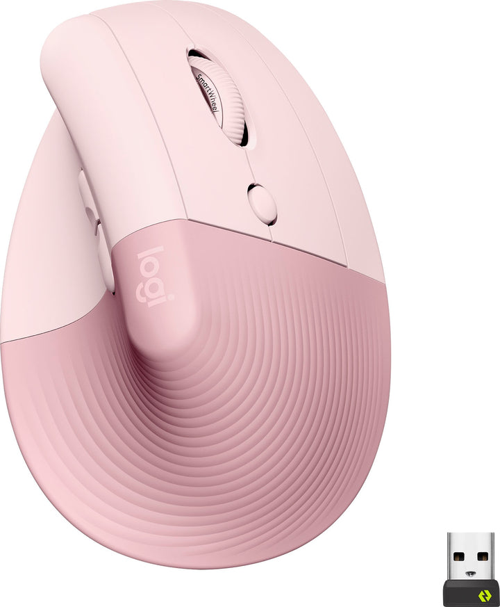 Logitech - Lift Vertical Wireless Ergonomic Mouse with 4 Customizable Buttons - Rose_0