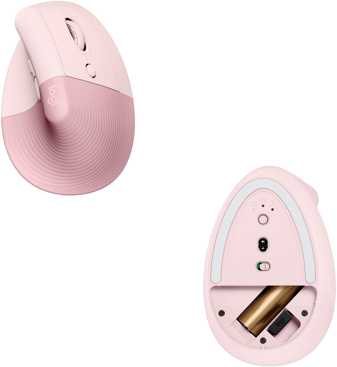 Logitech - Lift Vertical Wireless Ergonomic Mouse with 4 Customizable Buttons - Rose_3