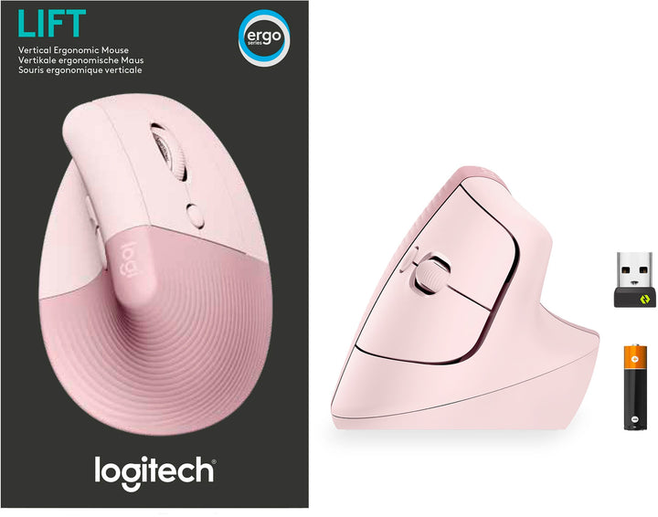 Logitech - Lift Vertical Wireless Ergonomic Mouse with 4 Customizable Buttons - Rose_2