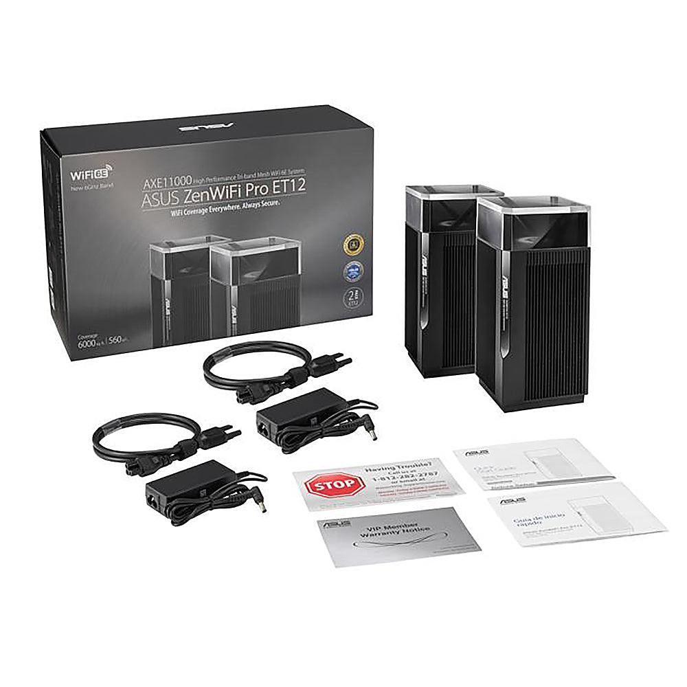 ASUS - ZenWiFi Pro AXE11000 Tri-Band WiFi 6E Mesh Wi-Fi System (2-pack) - Black_2