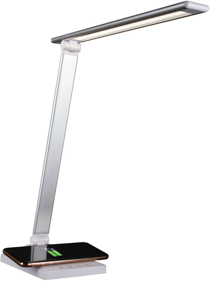 OttLite - Entice LED Desk Lamp with Qi and USB Charging - White_0