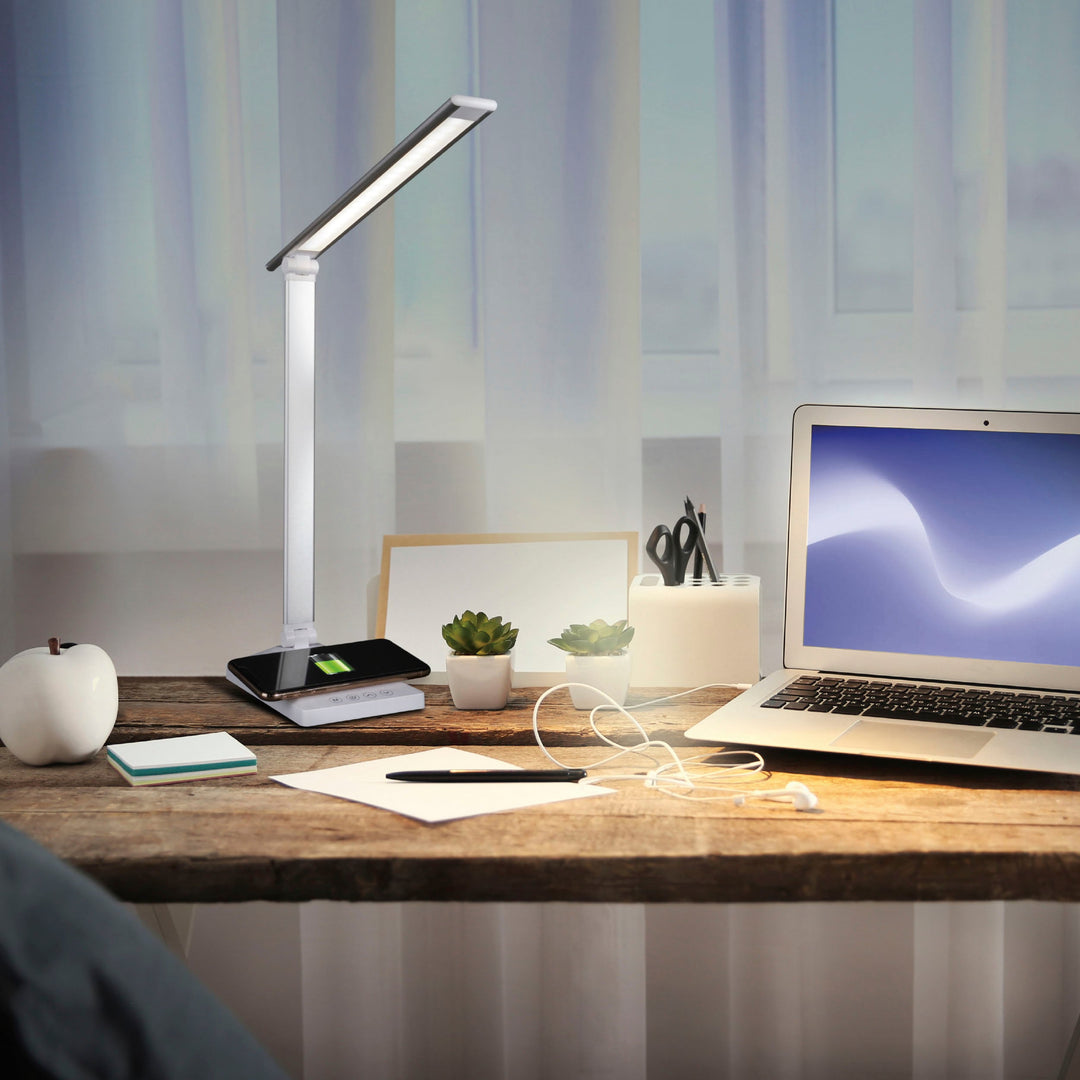 OttLite - Entice LED Desk Lamp with Qi and USB Charging - White_3