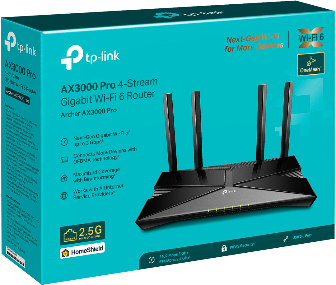 TP-Link - Archer AX3000 Pro Dual-Band Wi-Fi 6 Router - Black_10