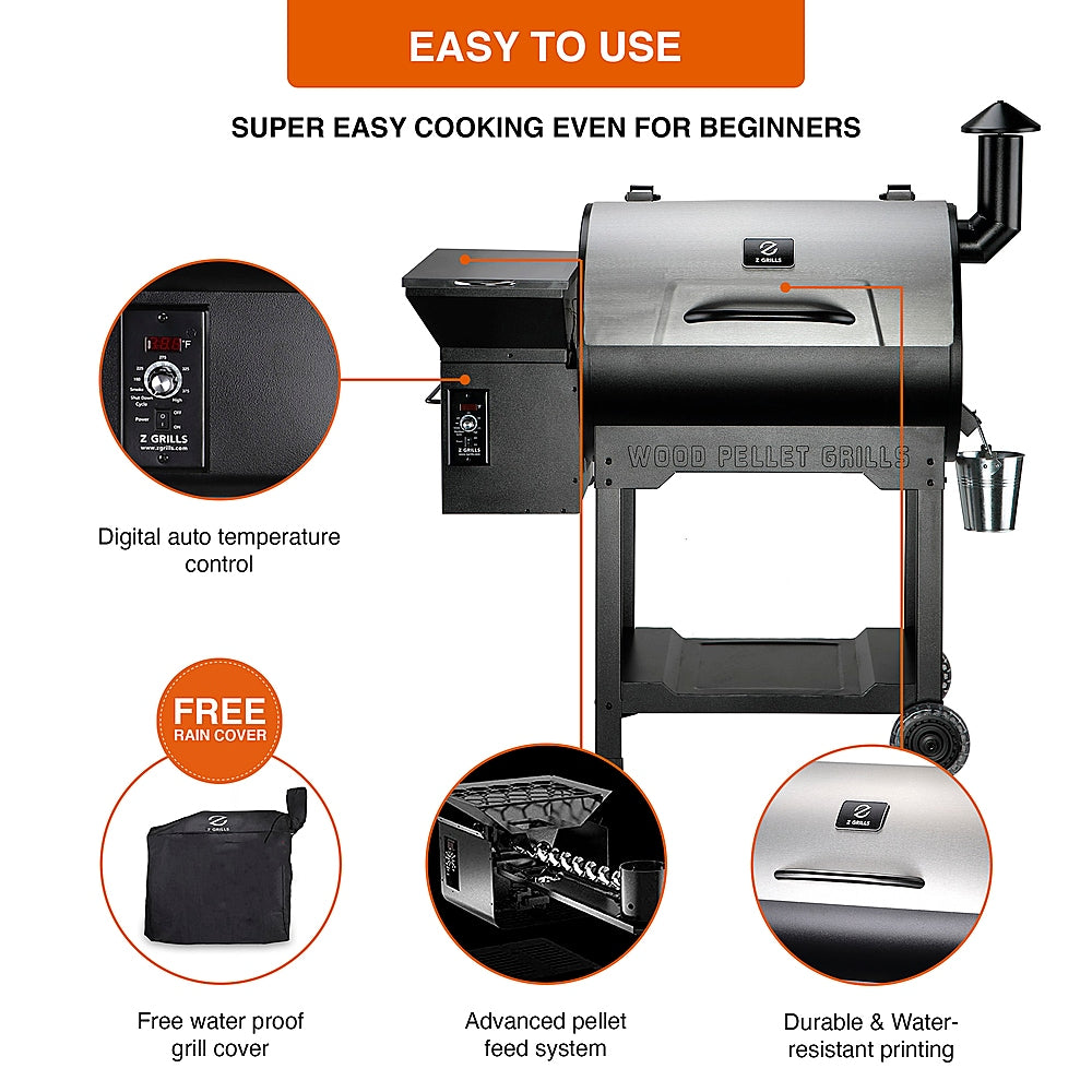 Z GRILLS - 7002B3E Wood Pellet Grill and Smoker - Stainless Steel_2