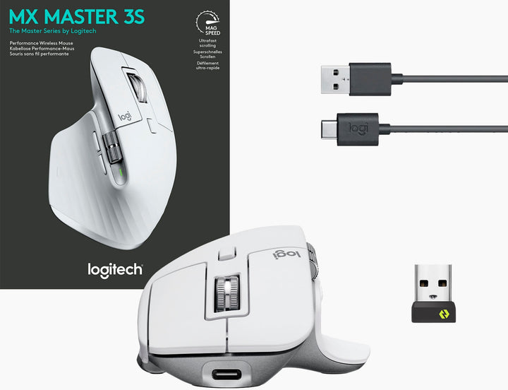 Logitech - MX Master 3S Wireless Laser Mouse with Ultrafast Scrolling - Pale Gray_2