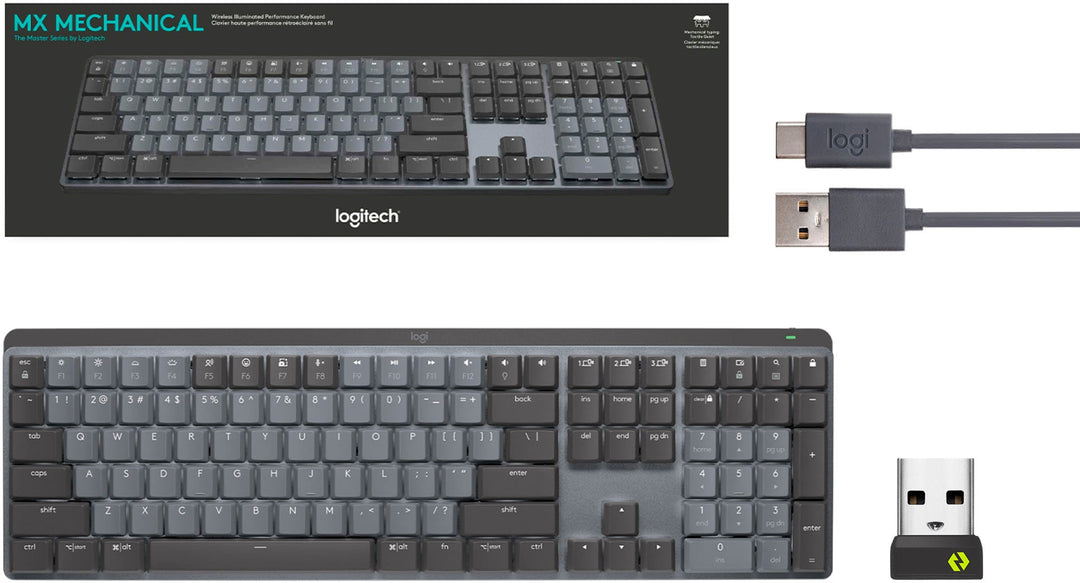 Logitech - MX Mechanical Full size Wireless Mechanical Tactile Switch Keyboard for Windows/macOS with Backlit Keys - Graphite_1