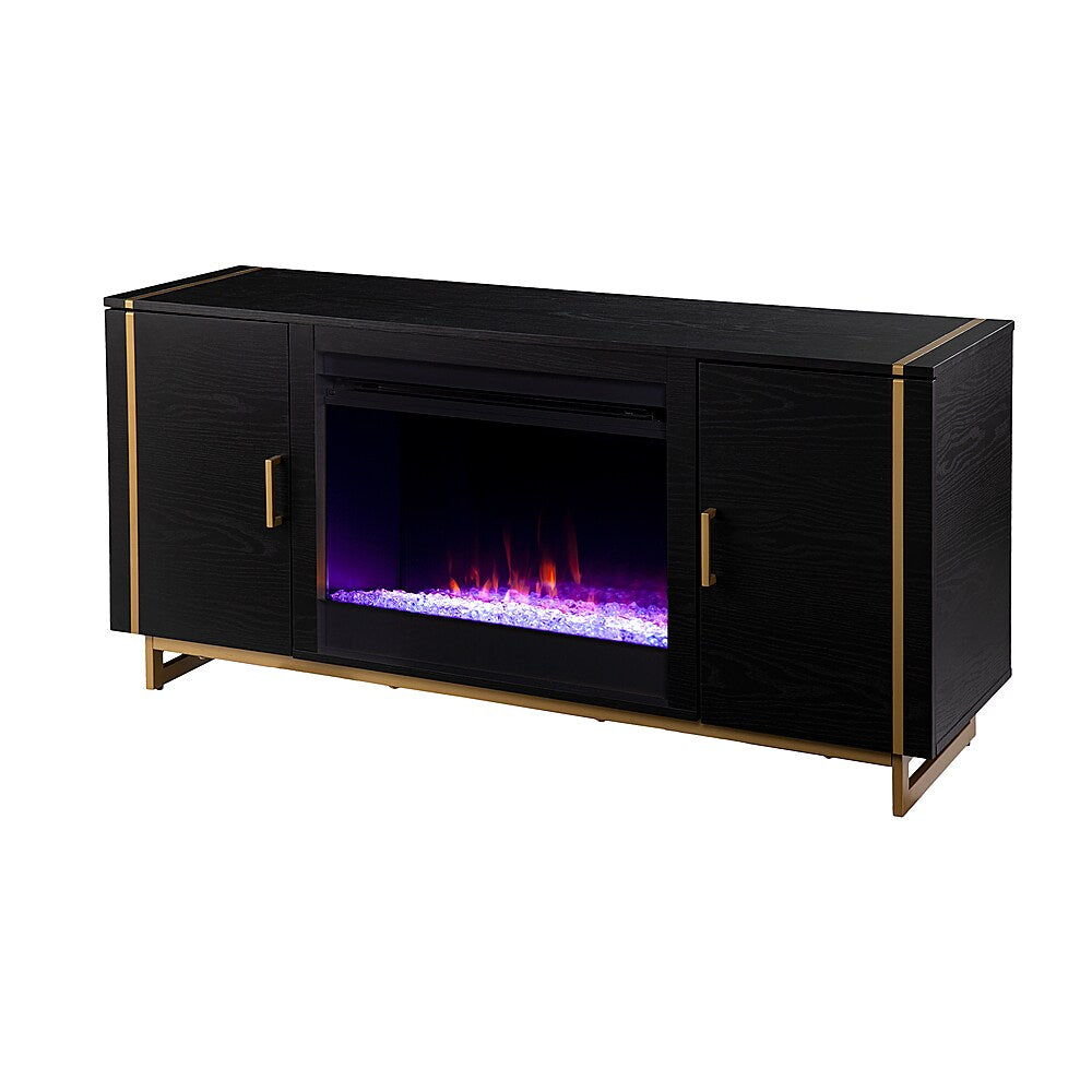 SEI Furniture - Biddenham Fireplace Entertainment Center for Most Flat-Panel TVs Up to 52" - Black and gold finish_1