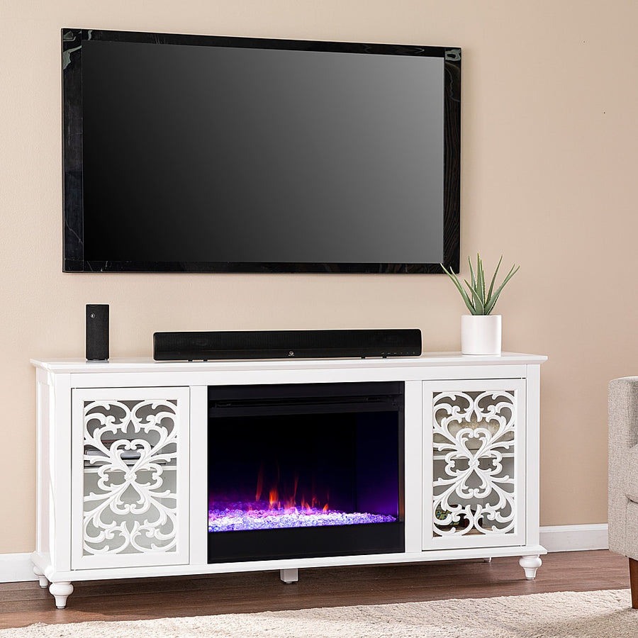 SEI Furniture - Maldina Fireplace Entertainment Center for Most Flat-Panel TVs Up to 56" - White finish_0