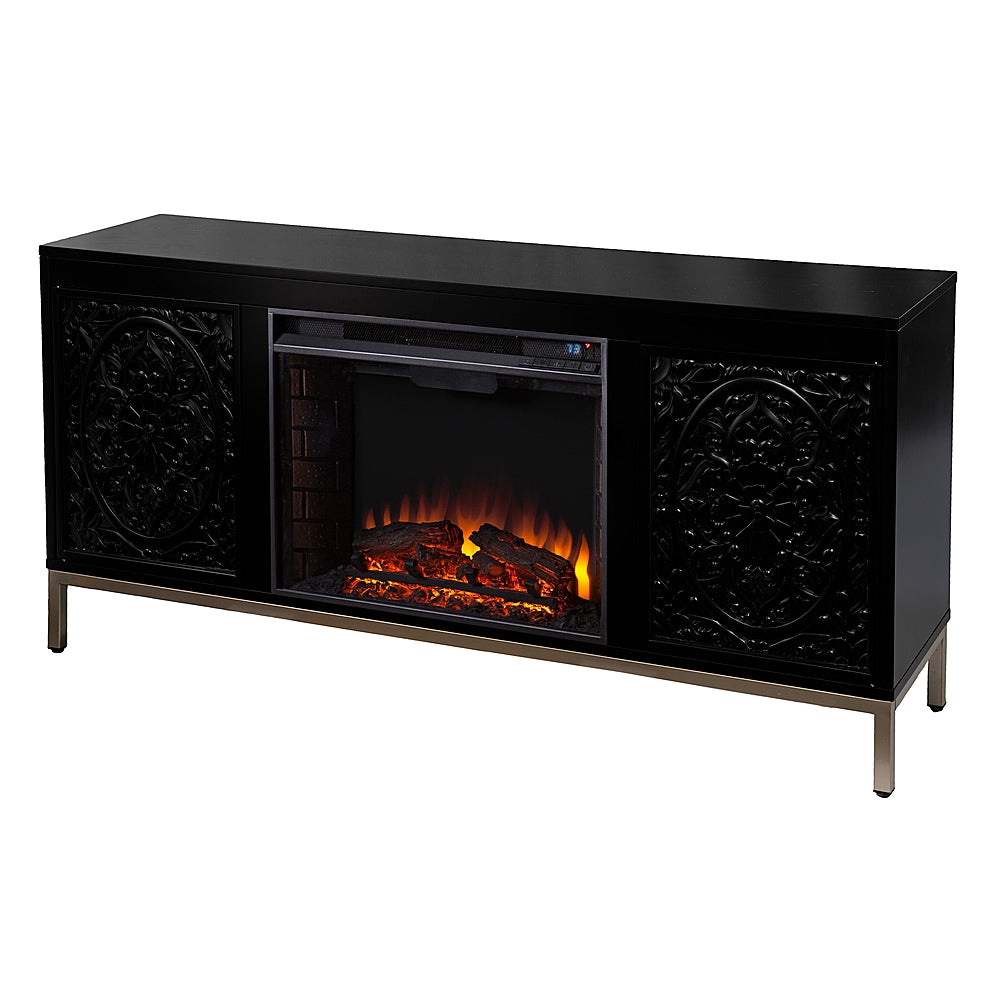 SEI Furniture - Winsterly Fireplace Entertainment Center for Most Flat-Panel TVs Up to 56" - Black and champagne finish_1