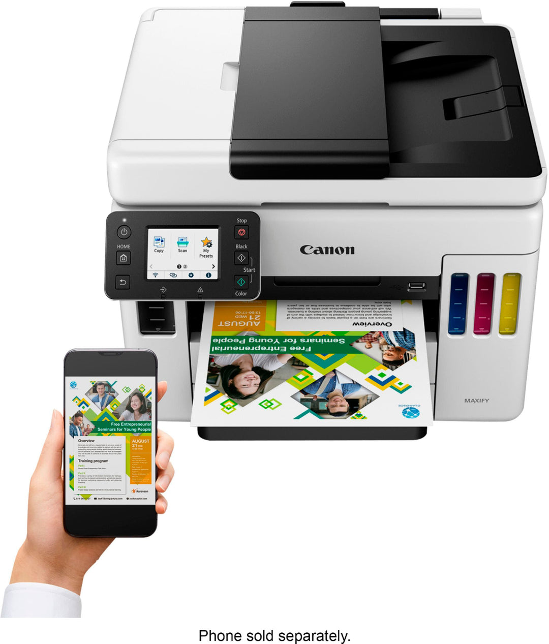 Canon - MAXIFY MegaTank GX7021 Wireless All-In-One Inkjet Printer with Fax - White_6