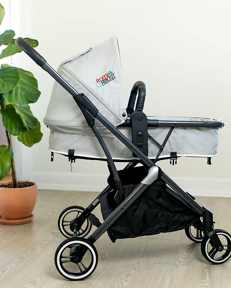 Romp & Roost - LUXE Flight Single or Double Stroller including the Hatch 3-in-1 Bassinet - Grey/Black_4