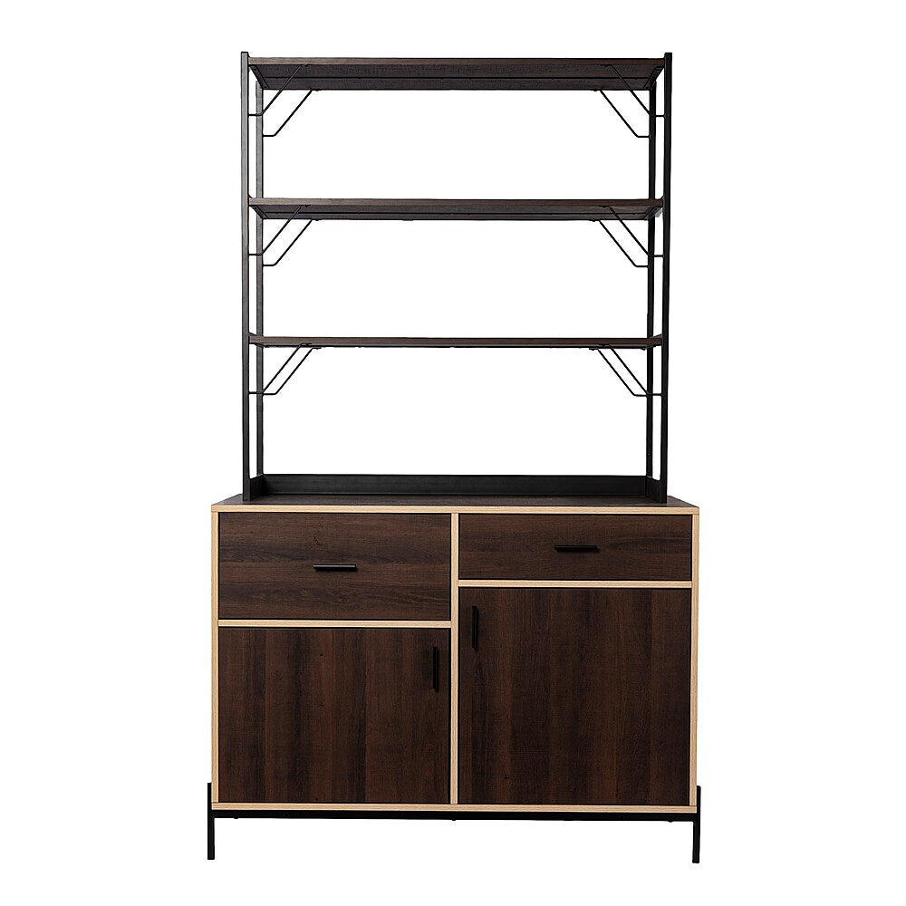 SEI Furniture - Attingham Kitchen Storage Shelf - Brown, black, and natural finish_1