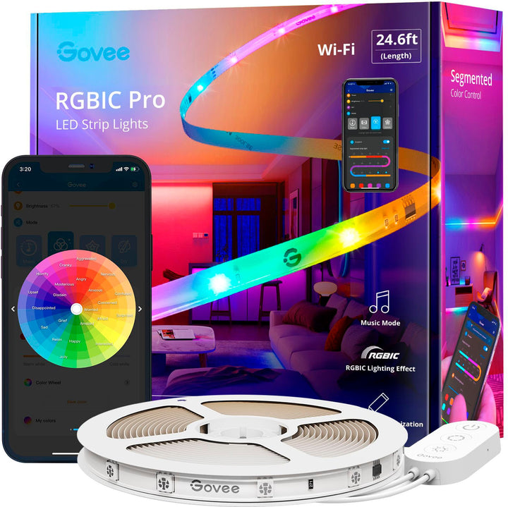 Govee - Wi-Fi RGBIC LED Strip Light - 25 feet - Multi_0