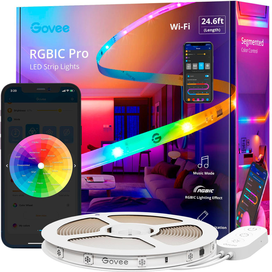 Govee - Wi-Fi RGBIC LED Strip Light - 25 feet - Multi_0