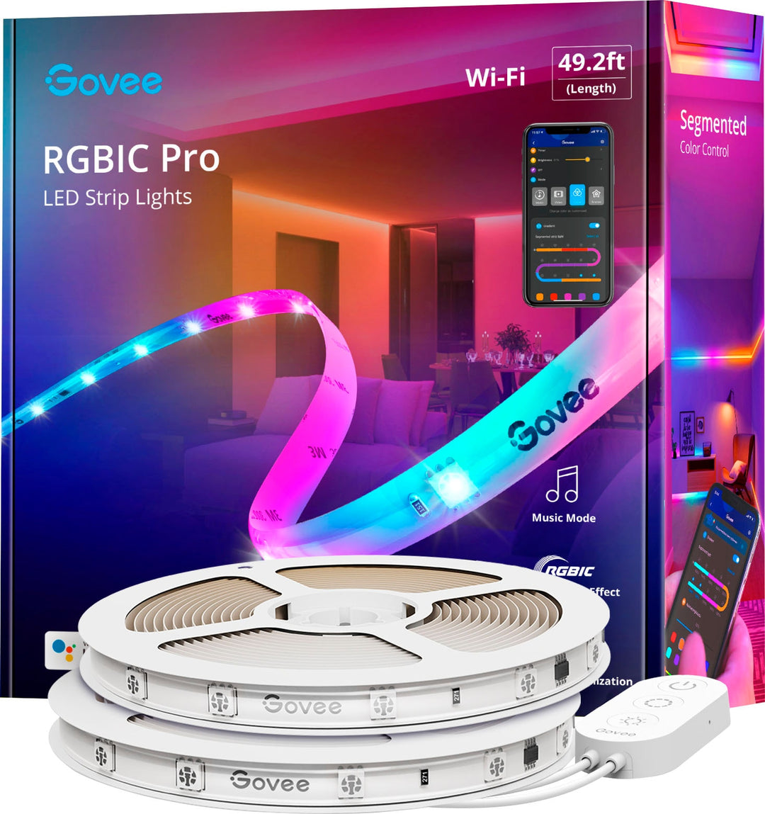Govee - Wi-Fi RGBIC LED Strip Light - 50 feet - Multi_0