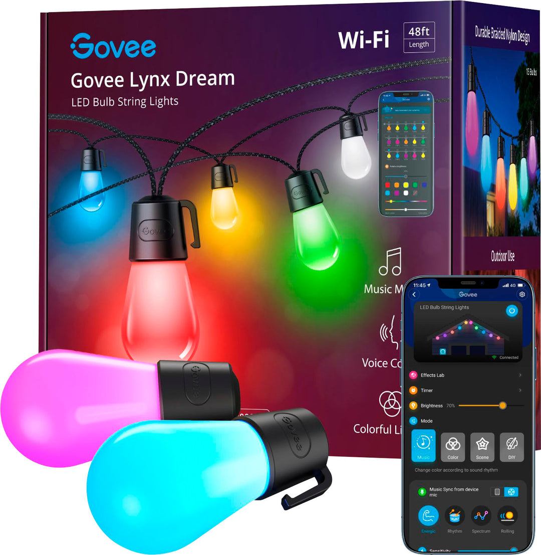 Govee - Wi-Fi Bluetooth Smart String Bulbs - 48 feet_0