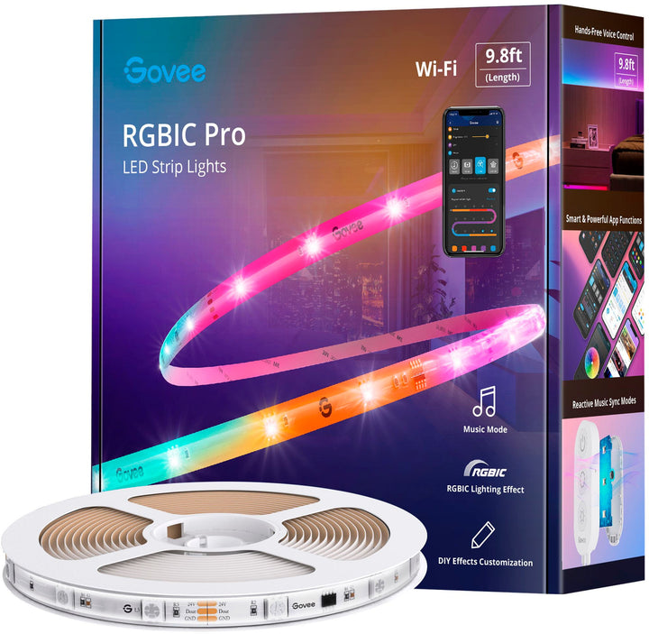 Govee - Wi-Fi RGBIC LED Strip Light - 10 feet - Multi_0