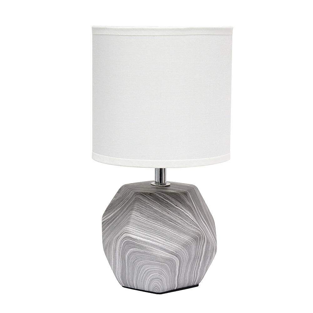 Simple Designs - Round Prism Mini Table Lamp with White Fabric Shade - Marbled_0