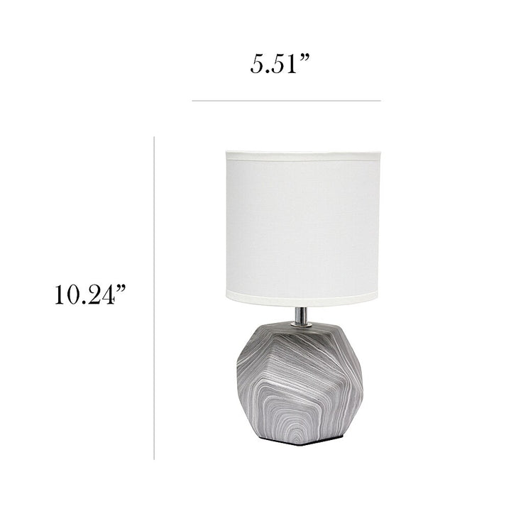 Simple Designs - Round Prism Mini Table Lamp with White Fabric Shade - Marbled_2