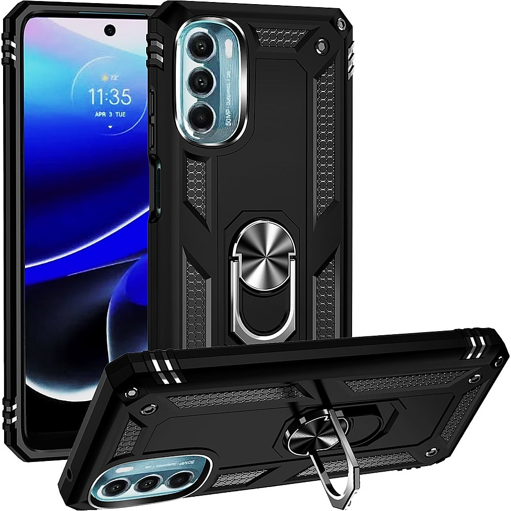 SaharaCase - Military Kickstand with Belt Clip Case for Motorola Moto G 5G (2022) - Black_5