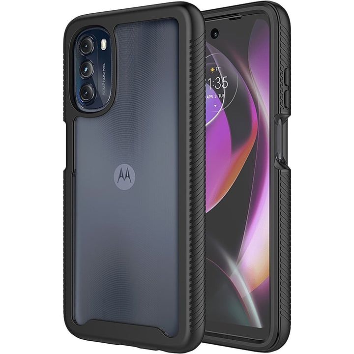 SaharaCase - GRIP Series Case for Motorola Moto G 5G (2022) - Black/Clear_6