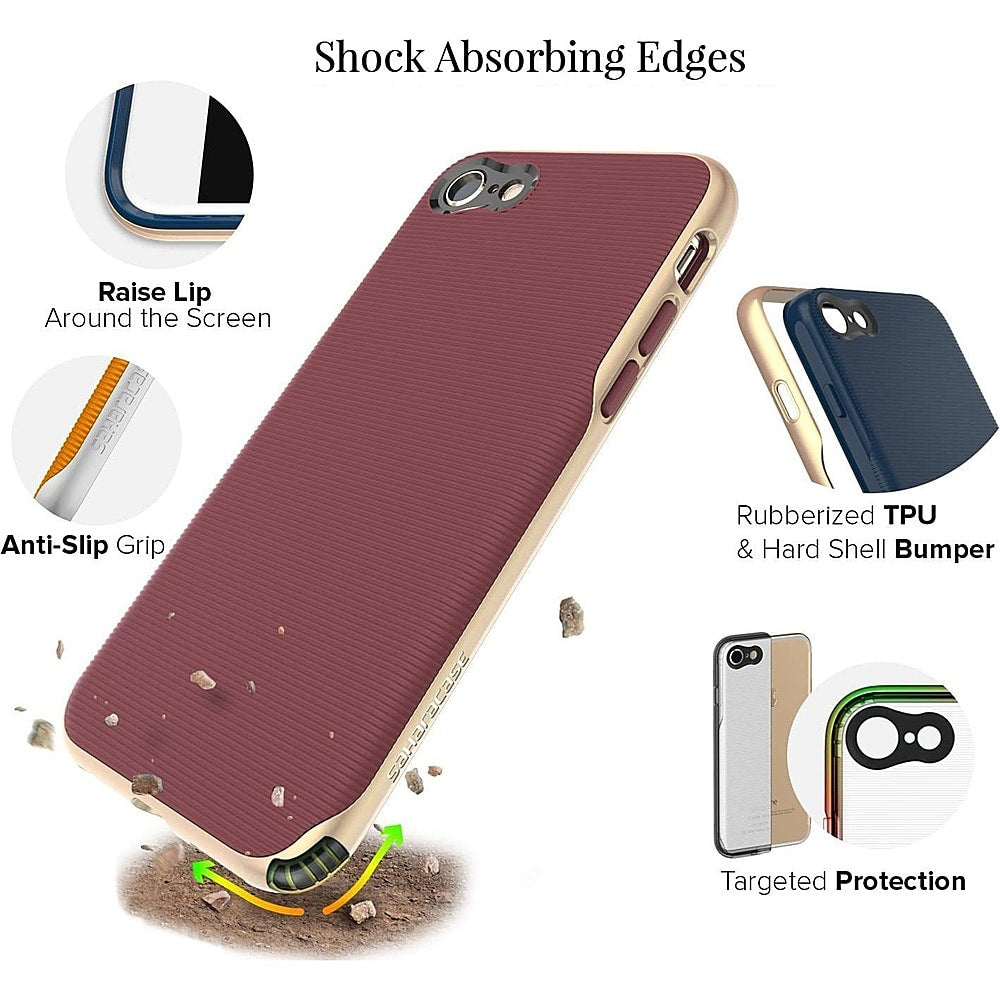 SaharaCase - Trend Series Case for Apple iPhone 7, 8, SE (3rd Generation 2022) - Plum Red_4