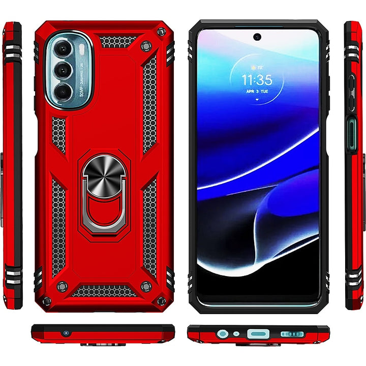 SaharaCase - Military Kickstand with Belt Clip Case for Motorola Moto G 5G (2022) - Red_6