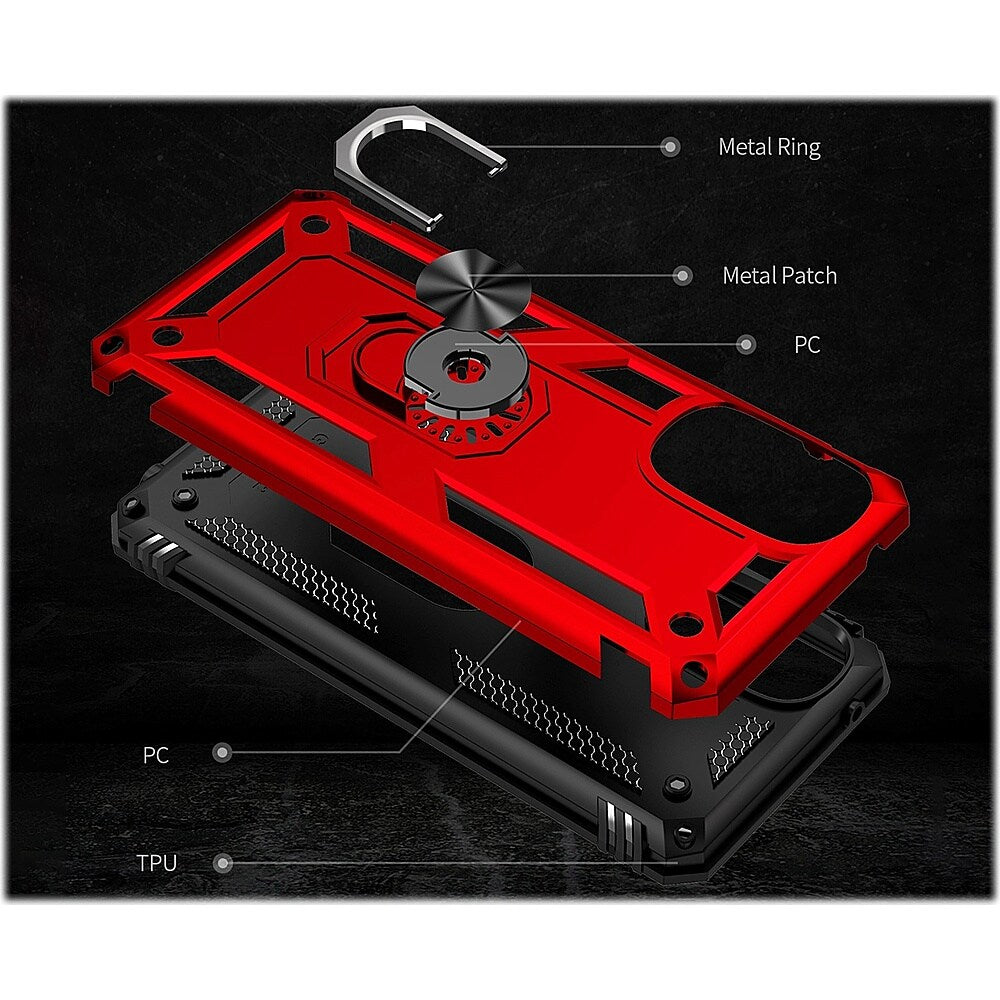 SaharaCase - Military Kickstand with Belt Clip Case for Motorola Moto G 5G (2022) - Red_2