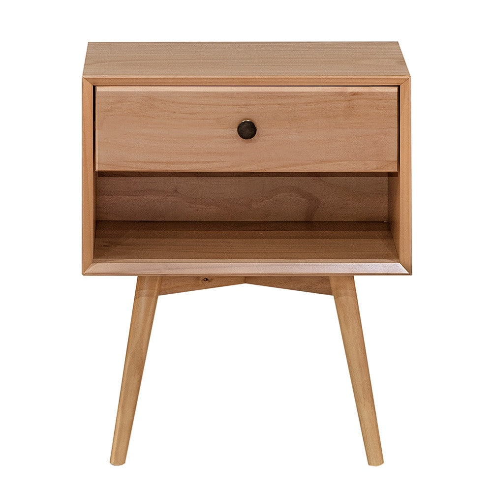 Walker Edison - Mid-Century Modern Solid Wood 1-Drawer Nightstand - Natural Pine_0