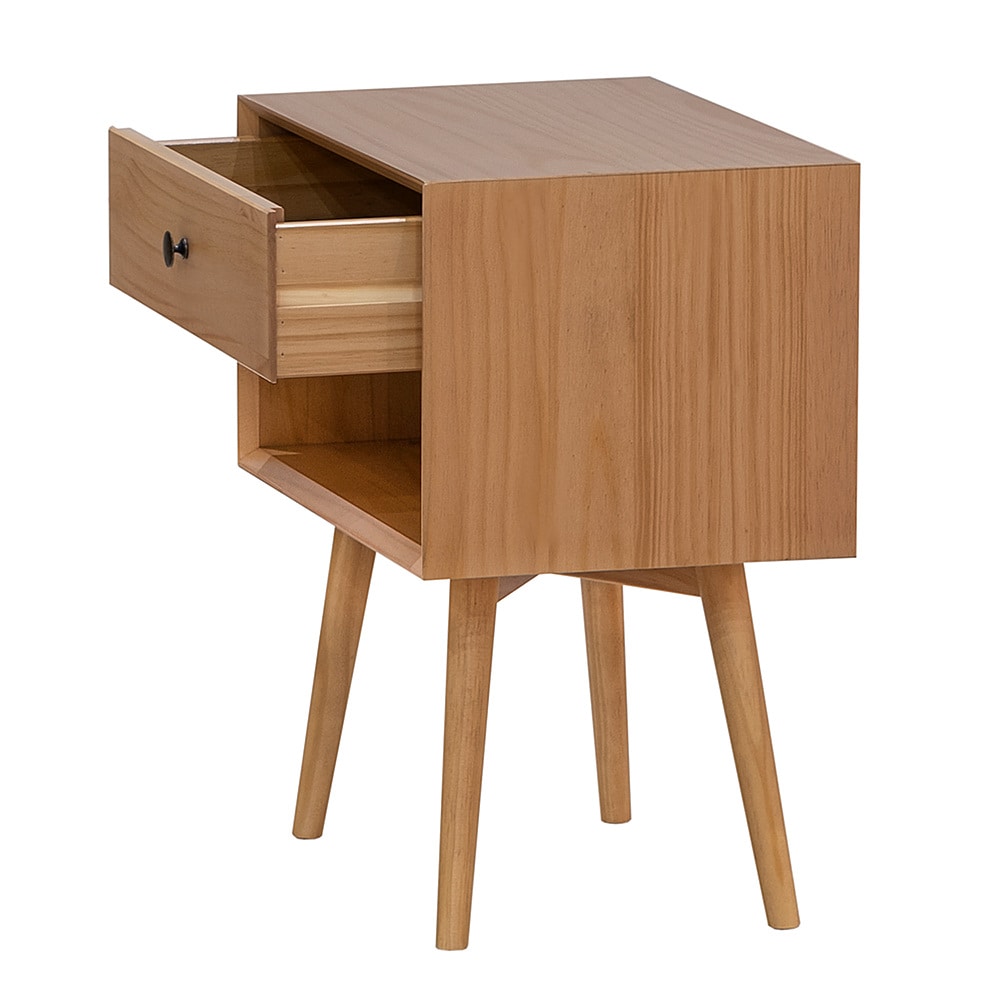 Walker Edison - Mid-Century Modern Solid Wood 1-Drawer Nightstand - Natural Pine_3