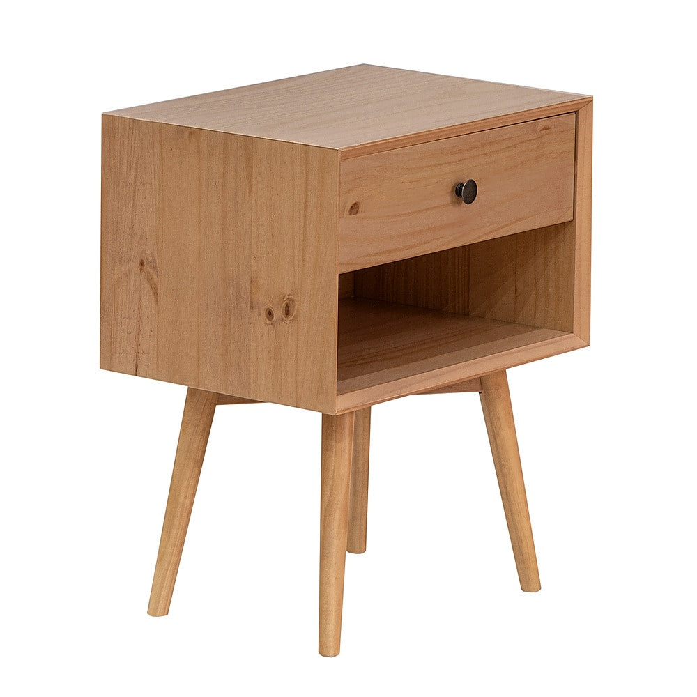 Walker Edison - Mid-Century Modern Solid Wood 1-Drawer Nightstand - Natural Pine_2