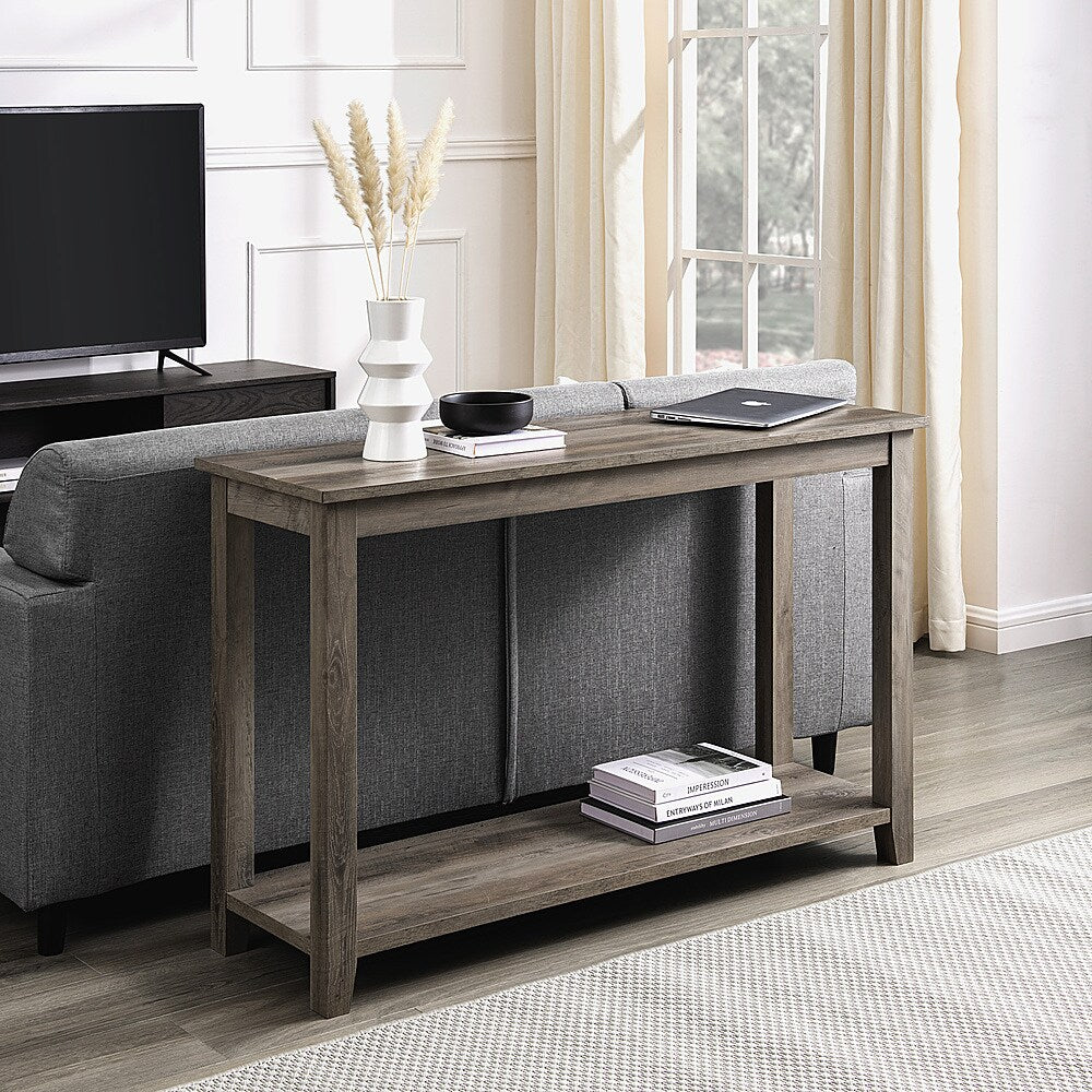 Walker Edison - Modern Minimalist Sofa Storage Table - Grey Wash_2