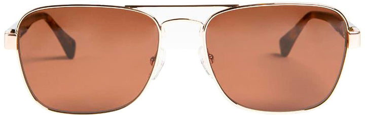 Bruno Magli - Sole-Unisex Full Rim Metal Aviator Sunglass Frame with Acetate Temples and a Spring Hinge - Gold_0