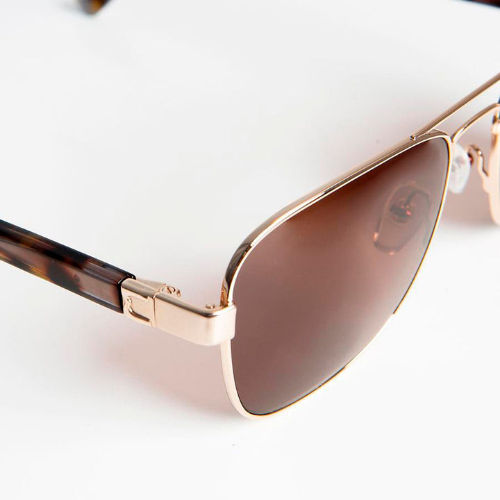 Bruno Magli - Sole-Unisex Full Rim Metal Aviator Sunglass Frame with Acetate Temples and a Spring Hinge - Gold_5