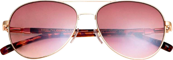 Bruno Magli - Costa-Unisex Full Rim Metal Aviator Sunglass Frame with Acetate Temples and a Spring Hinge - Gold_2