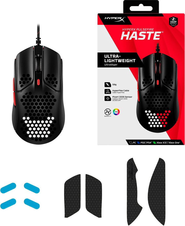 HyperX - Pulsefire Haste Lightweight Wired Optical Gaming Mouse with RGB Lighting - Black and red_9
