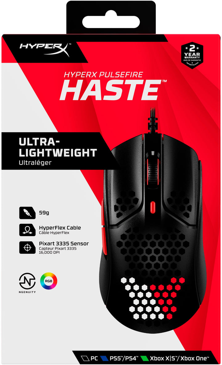 HyperX - Pulsefire Haste Lightweight Wired Optical Gaming Mouse with RGB Lighting - Black and red_8
