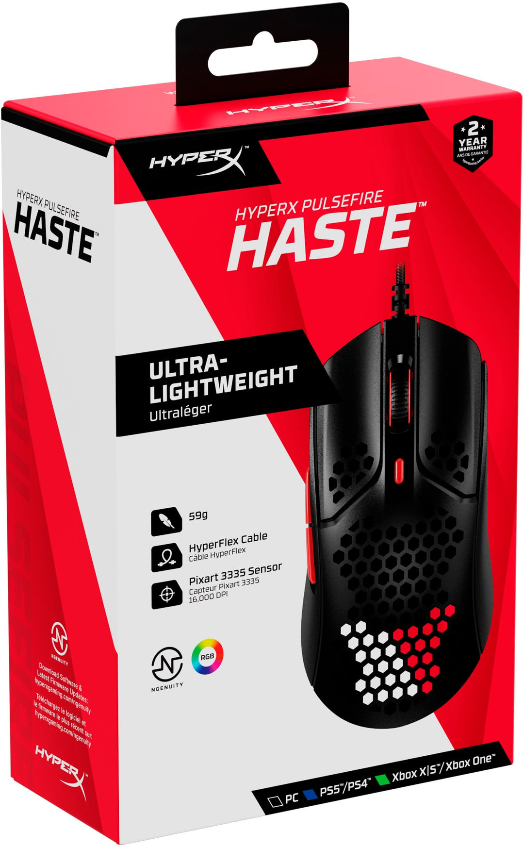 HyperX - Pulsefire Haste Lightweight Wired Optical Gaming Mouse with RGB Lighting - Black and red_6
